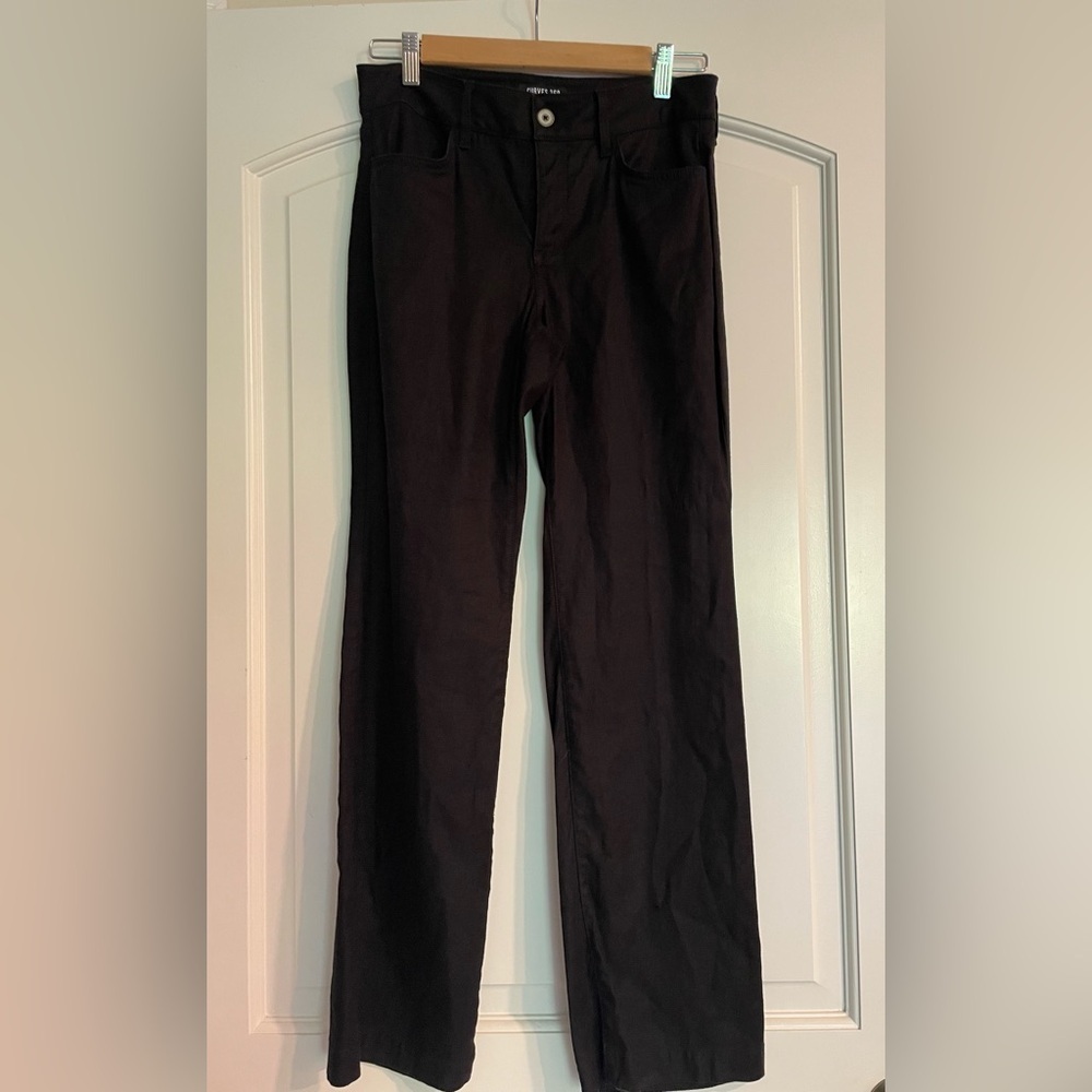 NYDJ Curves 360 Women’s Black Straight-Leg Linen Chinos Trousers